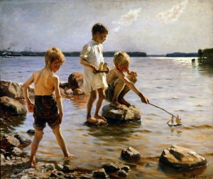 Albert Edelfelt, Leikkiviä poikia rannalla, 1884